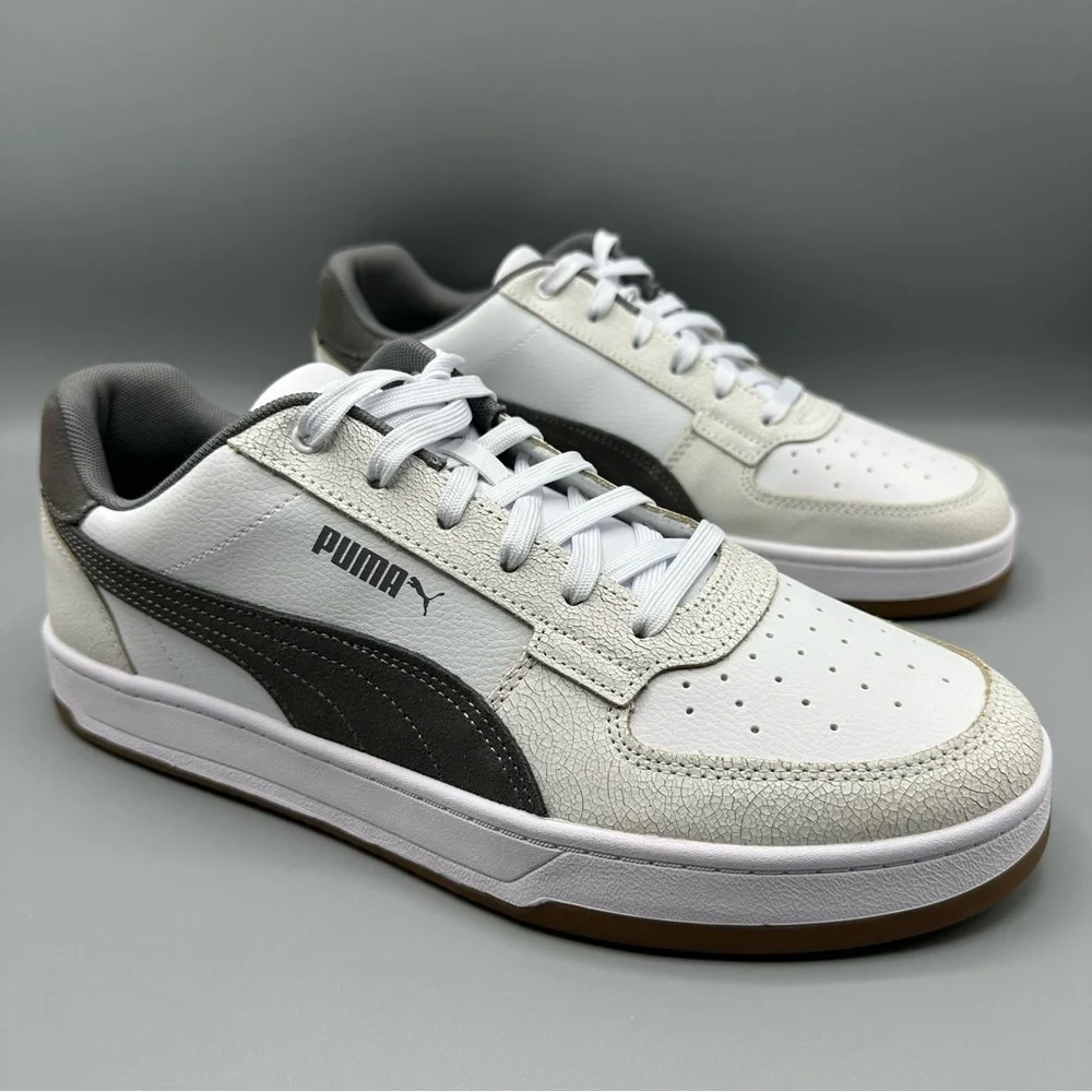 Puma Men's White and Gray faux leather Sneakers Mens size 11